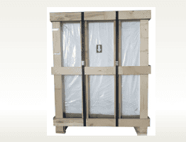 Heavy-duty wooden pallet for transporting goods, ideal for logistics and storage solutions.