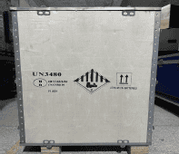 Large industrial wooden shipping crate for forestry products.